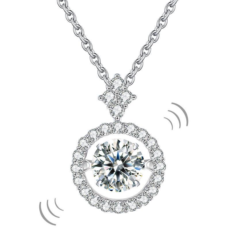 1 Carat Moissanite Diamond Dancing Stone Necklace 925