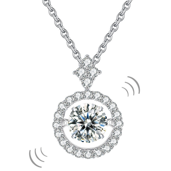 1 Carat Moissanite Diamond Dancing Stone Necklace 925 Sterling Silver XFN8137
