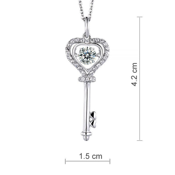 1 Carat Moissanite Diamond Dancing Stone Key Necklace 925 Sterling Silver XFN8138