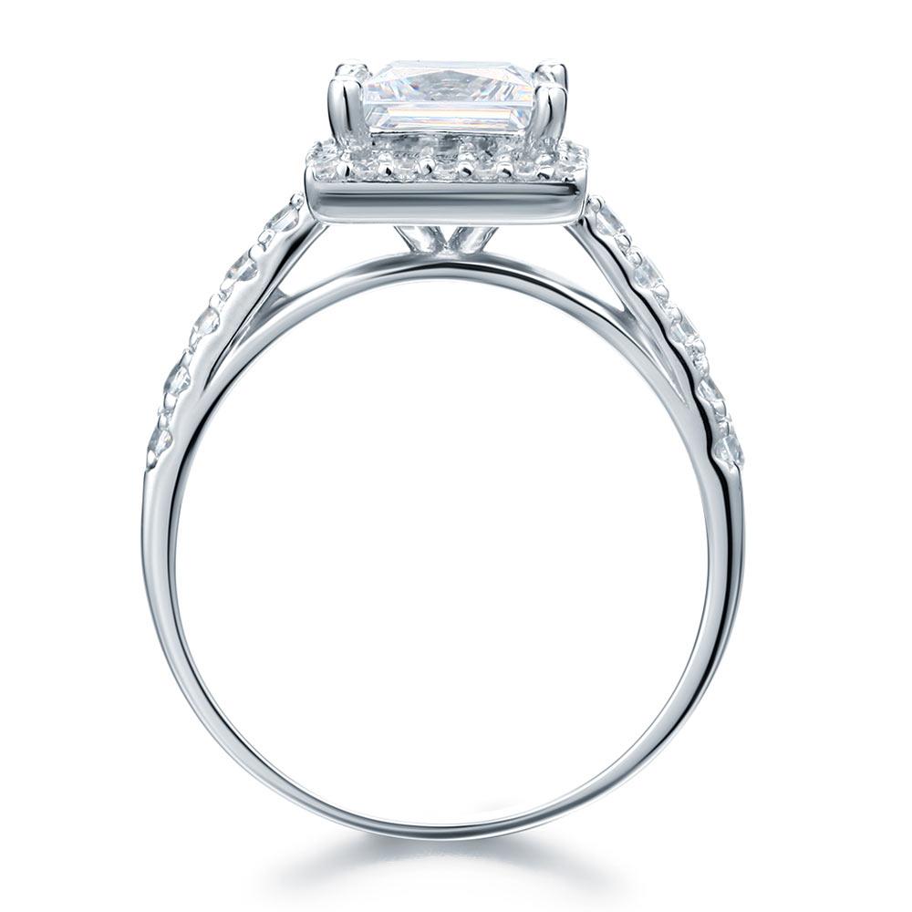 Solid 925 Sterling Silver Engagement Ring 1.5 Carat Anniversary Wedding Jewelry