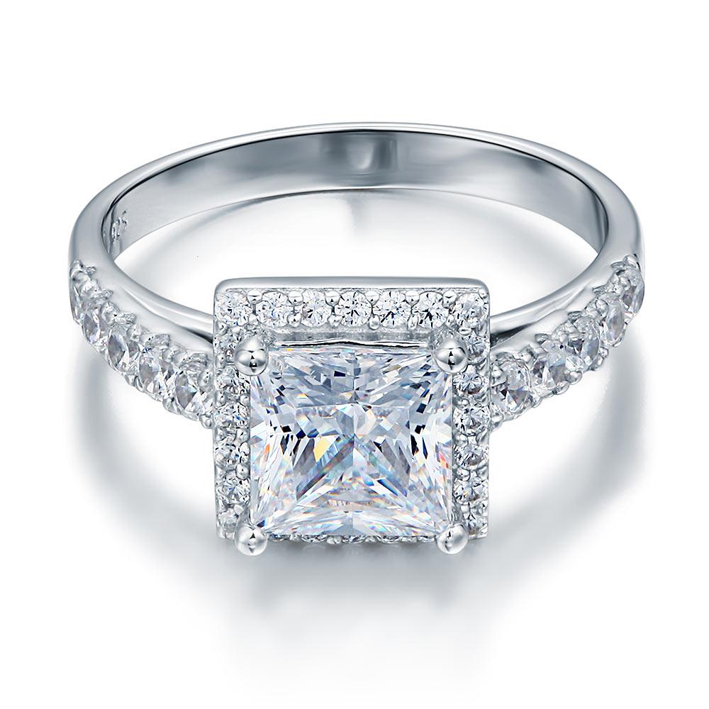 Solid 925 Sterling Silver Engagement Ring 1.5 Carat Anniversary Wedding Jewelry