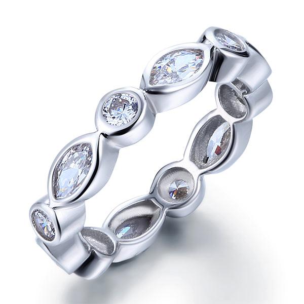 Marquise Solid 925 Sterling Silver Ring Eternity Band Wedding Jewelry XFR8140