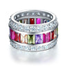 Load image into Gallery viewer, Multi-Color Created Topaz Band Wedding Anniversary 925 Sterling Silver Ring XFR8
