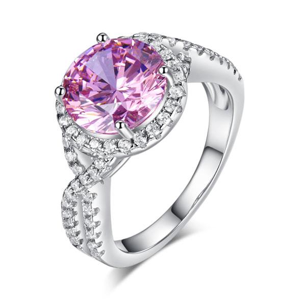 3 Carat Fancy Pink Created Diamond 925 Sterling Silver Wedding Engagement Luxury