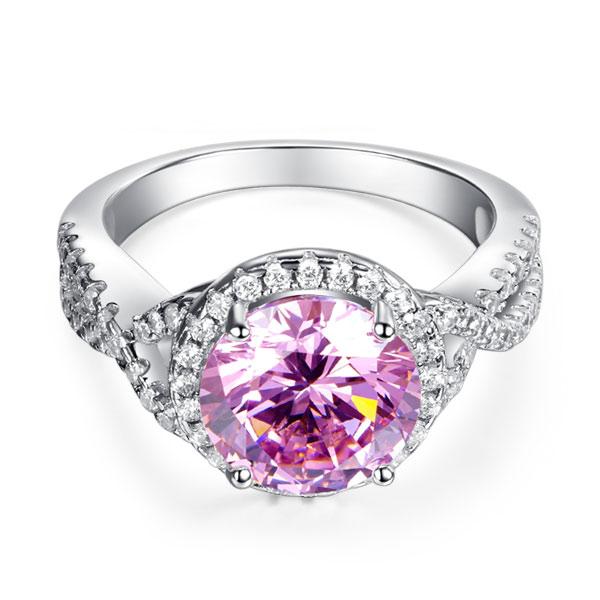 3 Carat Fancy Pink Created Diamond 925 Sterling Silver Wedding Engagement Luxury