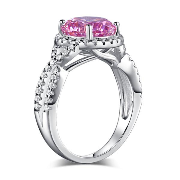 3 Carat Fancy Pink Created Diamond 925 Sterling Silver Wedding Engagement Luxury