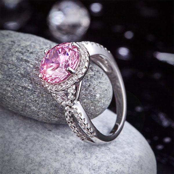 3 Carat Fancy Pink Created Diamond 925 Sterling Silver Wedding Engagement Luxury