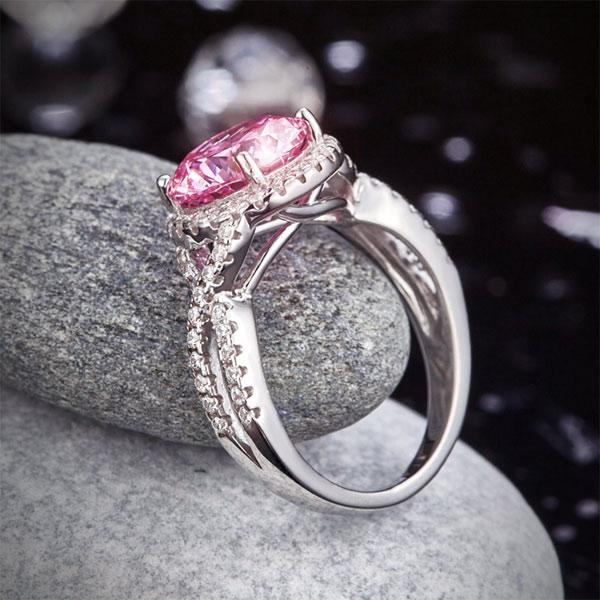 3 Carat Fancy Pink Created Diamond 925 Sterling Silver Wedding Engagement Luxury