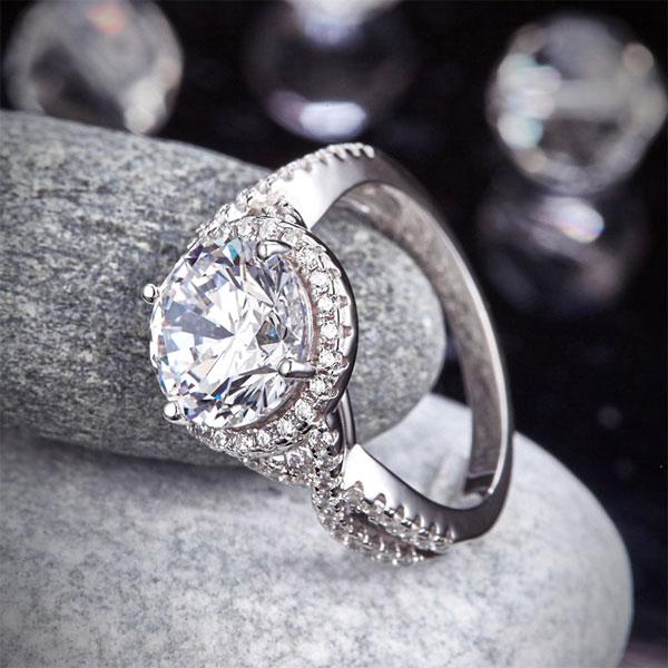 3 Carat Created Diamond 925 Sterling Silver Wedding Engagement Luxury Ring Promi
