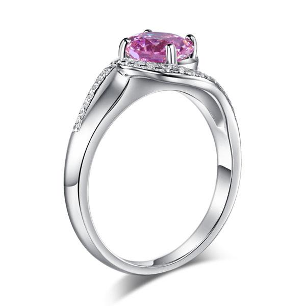 Twist Curl 925 Sterling Silver Wedding Engagement Ring 1.25 Ct Fancy Pink Create