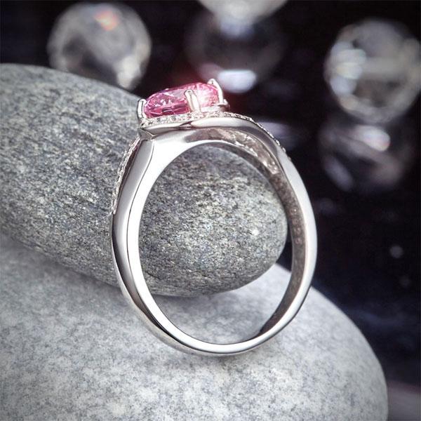 Twist Curl 925 Sterling Silver Wedding Engagement Ring 1.25 Ct Fancy Pink Create