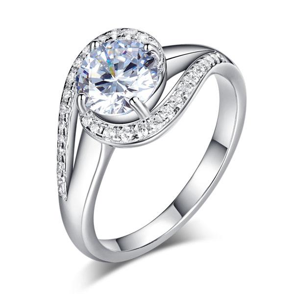 Twist Curl 925 Sterling Silver Wedding Engagement Ring 1.25 Ct Created Diamond X