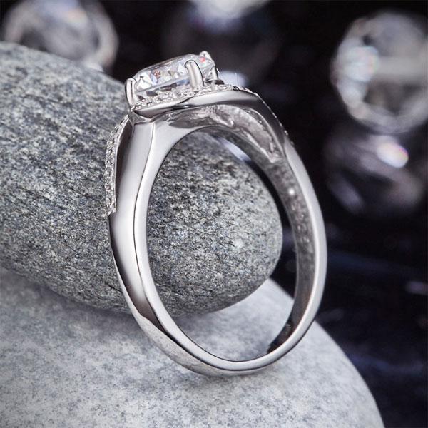Twist Curl 925 Sterling Silver Wedding Engagement Ring 1.25 Ct Created Diamond X