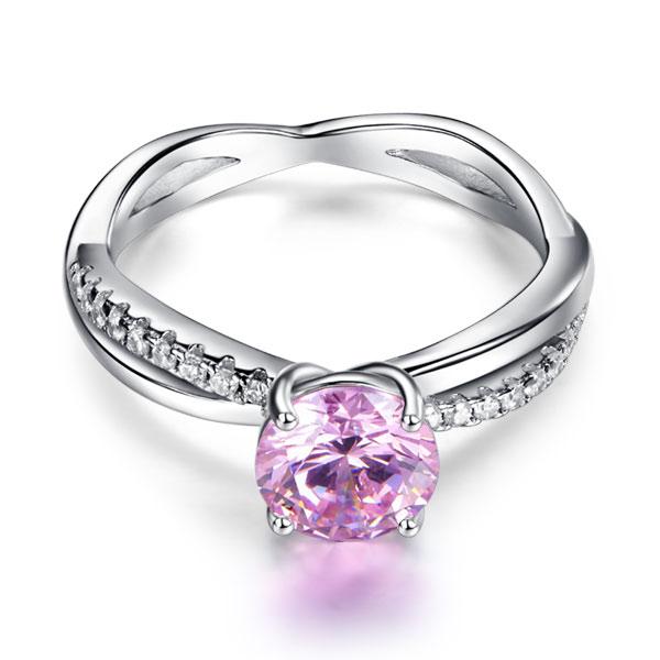 925 Sterling Silver Wedding Promise Anniversary Ring 1.25 Ct Fancy Pink Created