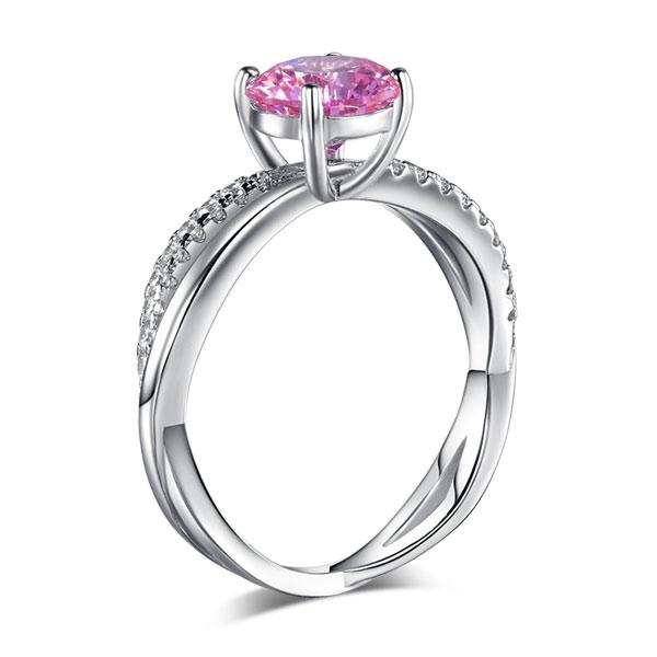 925 Sterling Silver Wedding Promise Anniversary Ring 1.25 Ct Fancy Pink Created