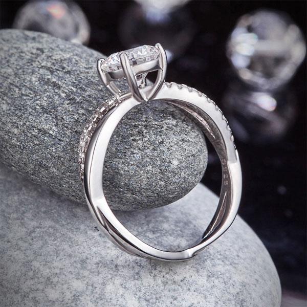 925 Sterling Silver Wedding Promise Anniversary Ring 1.25 Ct Created Diamond XFR