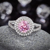 Load image into Gallery viewer, Double Halo 925 Sterling Silver Wedding Engagement Ring 1.25 Ct Fancy Pink Creat