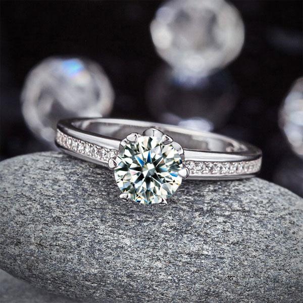 6 Claws 925 Sterling Silver Wedding Promise Engagement Ring 1.25 Ct Created Diam