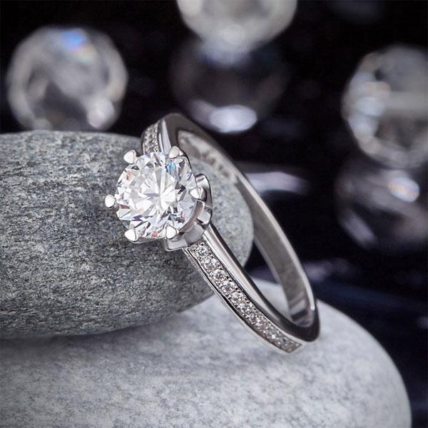 6 Claws 925 Sterling Silver Wedding Promise Engagement Ring 1.25 Ct Created Diam