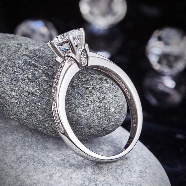 6 Claws 925 Sterling Silver Wedding Promise Engagement Ring 1.25 Ct Created Diam