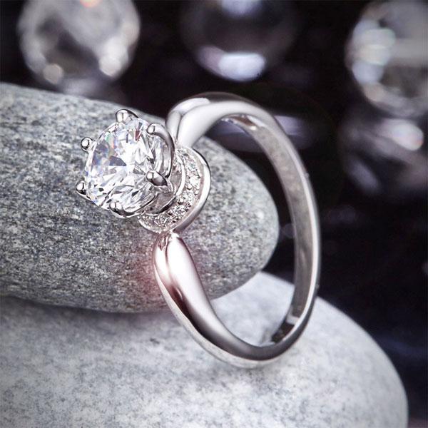 6 Claws Crown 925 Sterling Silver Wedding Promise Anniversary Ring 1.25 Ct Creat