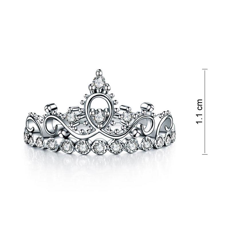 Solid 925 Sterling Silver Ring Crown Shape Created Diamond for Lady Trendy Styli