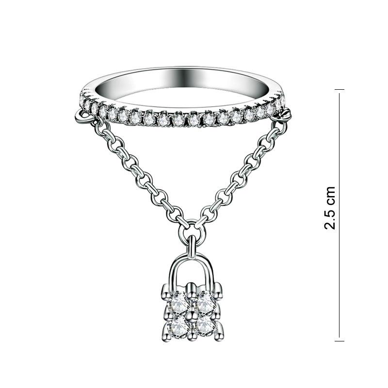 Solid 925 Sterling Silver Band Ring Dangle Purse Sparkling Created Diamond for L