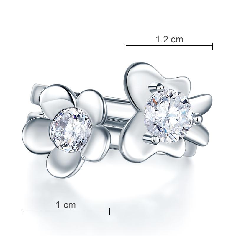 Solid 925 Sterling Silver 2-Pcs Butterfly Flower Ring Set Lady Jewelry 2017 New