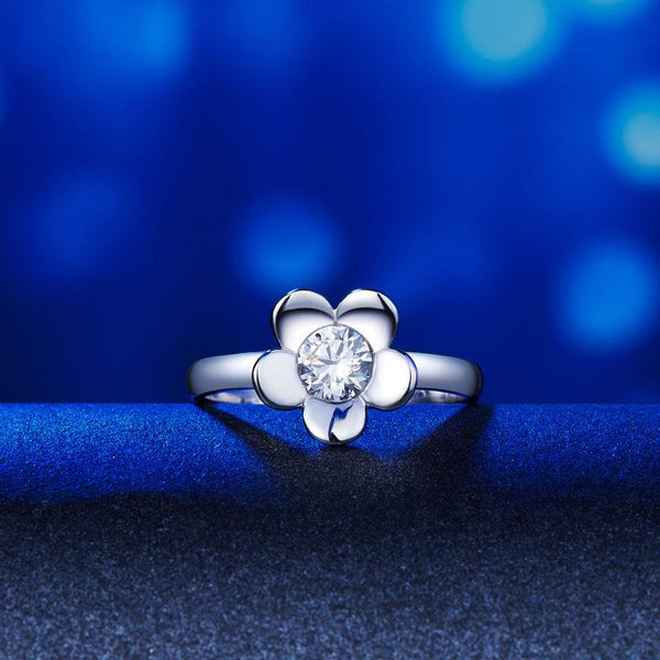 Solid 925 Sterling Silver 2-Pcs Butterfly Flower Ring Set Lady Jewelry 2017 New