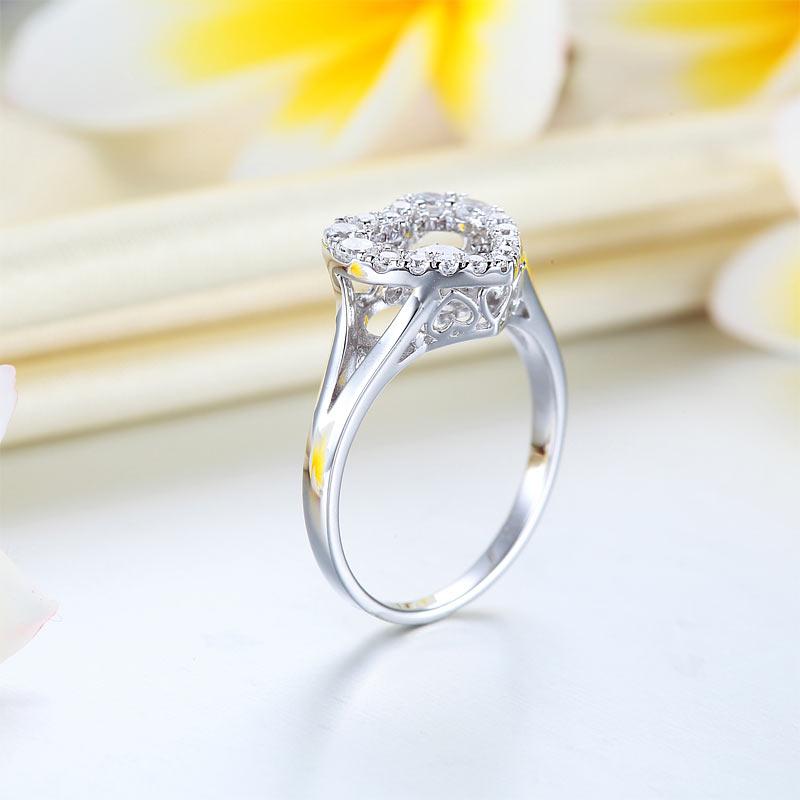 Dancing Stone Heart Solid 925 Sterling Silver Ring Fashion Wedding Jewelry XFR82