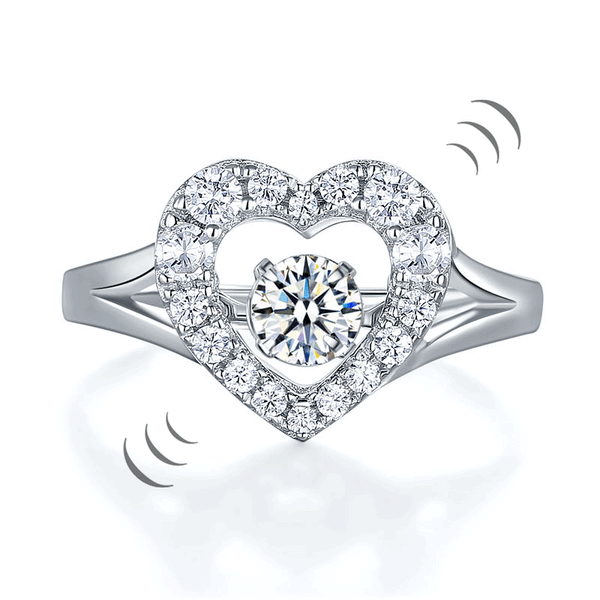 Dancing Stone Heart Solid 925 Sterling Silver Ring Fashion Wedding Jewelry XFR82