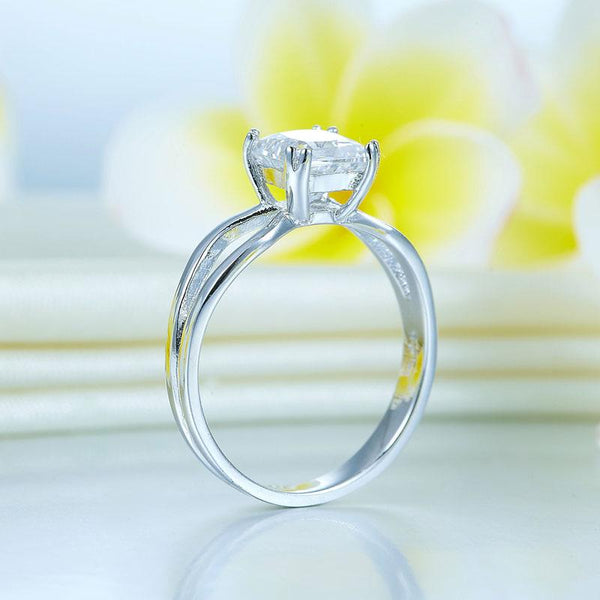 Princess Cut 1 Ct Solid 925 Sterling Silver Ring Promise Anniversary Engagement
