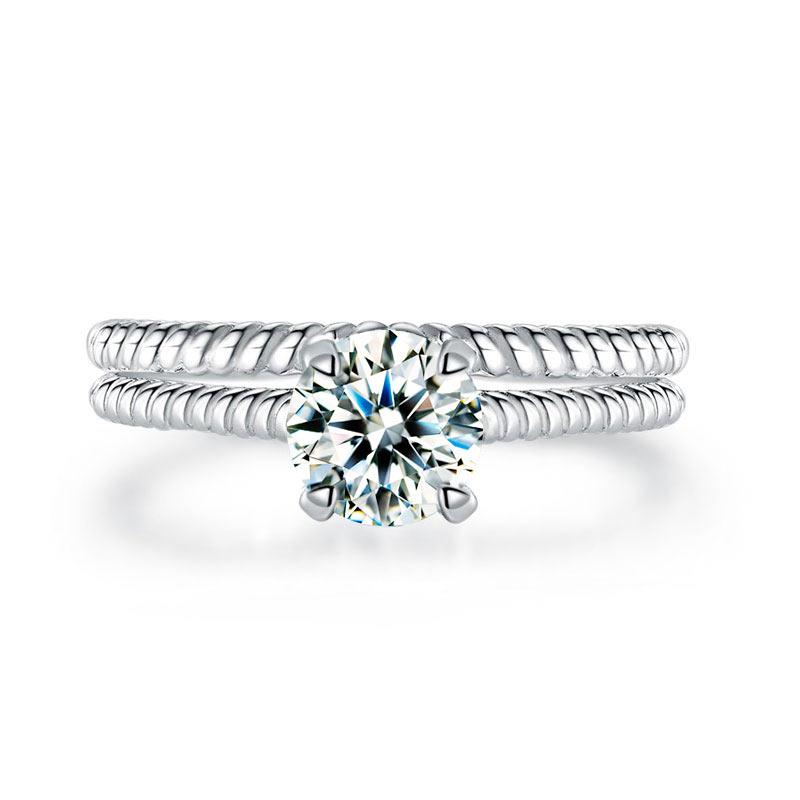 Promise Engagement 2-PC Solid Sterling 925 Silver Twist Solitaire Ring Set Brida