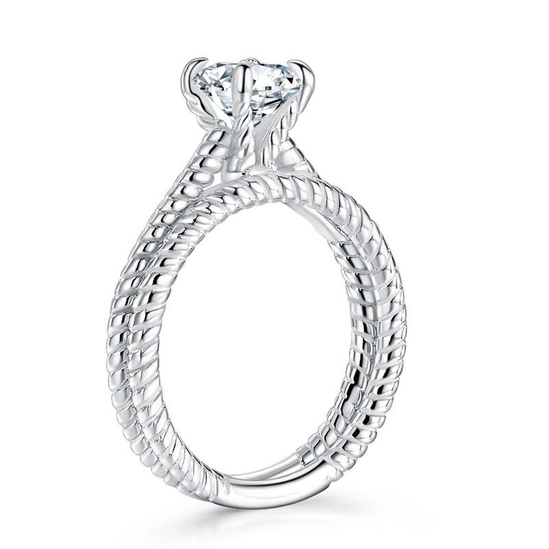 Promise Engagement 2-PC Solid Sterling 925 Silver Twist Solitaire Ring Set Brida
