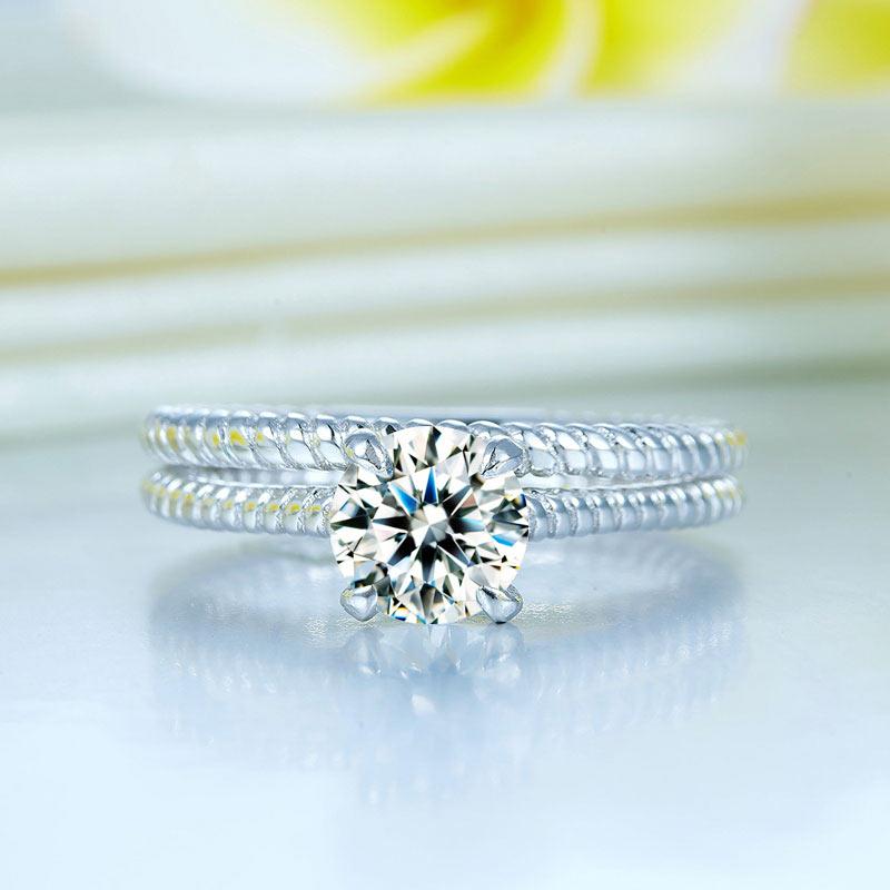 Promise Engagement 2-PC Solid Sterling 925 Silver Twist Solitaire Ring Set Brida