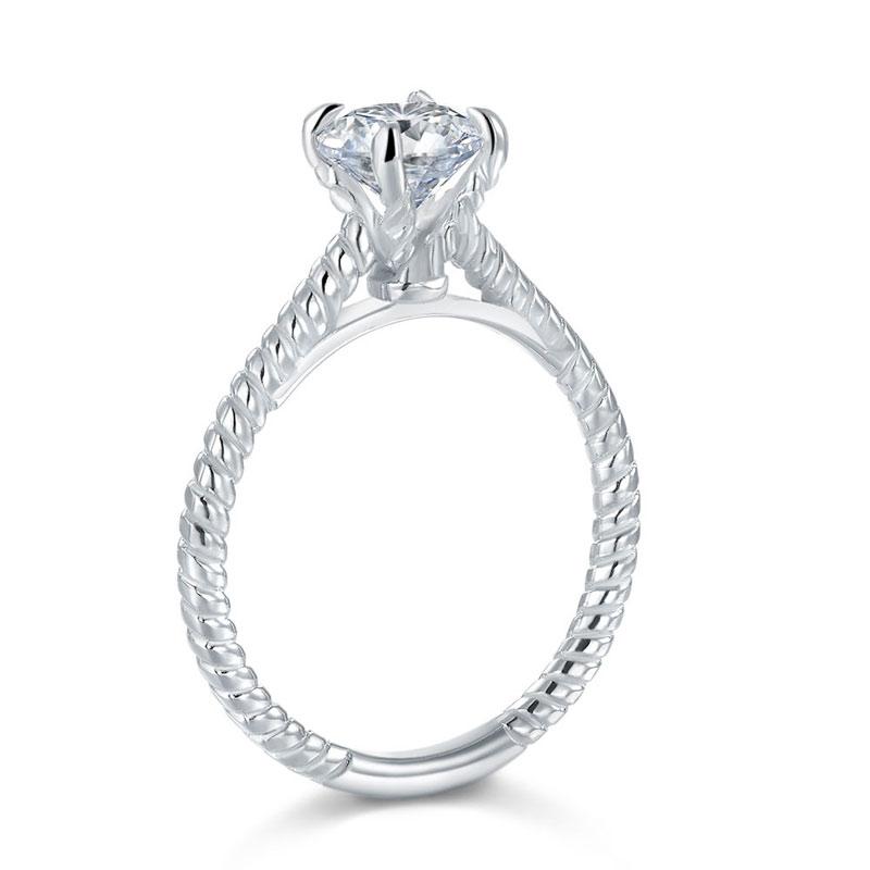 Promise Engagement 2-PC Solid Sterling 925 Silver Twist Solitaire Ring Set Brida