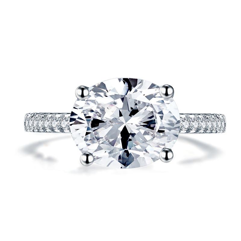 Solid 925 Sterling Silver 4 Carat Wedding Anniversary Ring Oval Cut Luxury Jewel