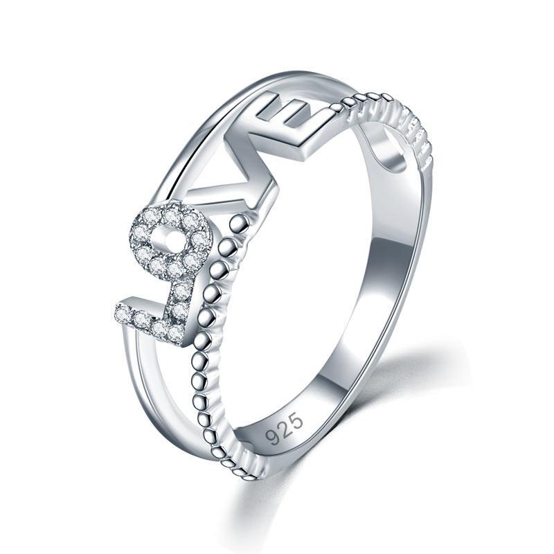 Solid 925 Sterling Silver Ring Band Fashion LOVE 2018 New Style for Girls / Ladi