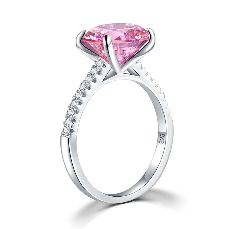 Solid 925 Sterling Silver 4 Carat Anniversary Ring Fancy Pink Oval Cut Luxury Je