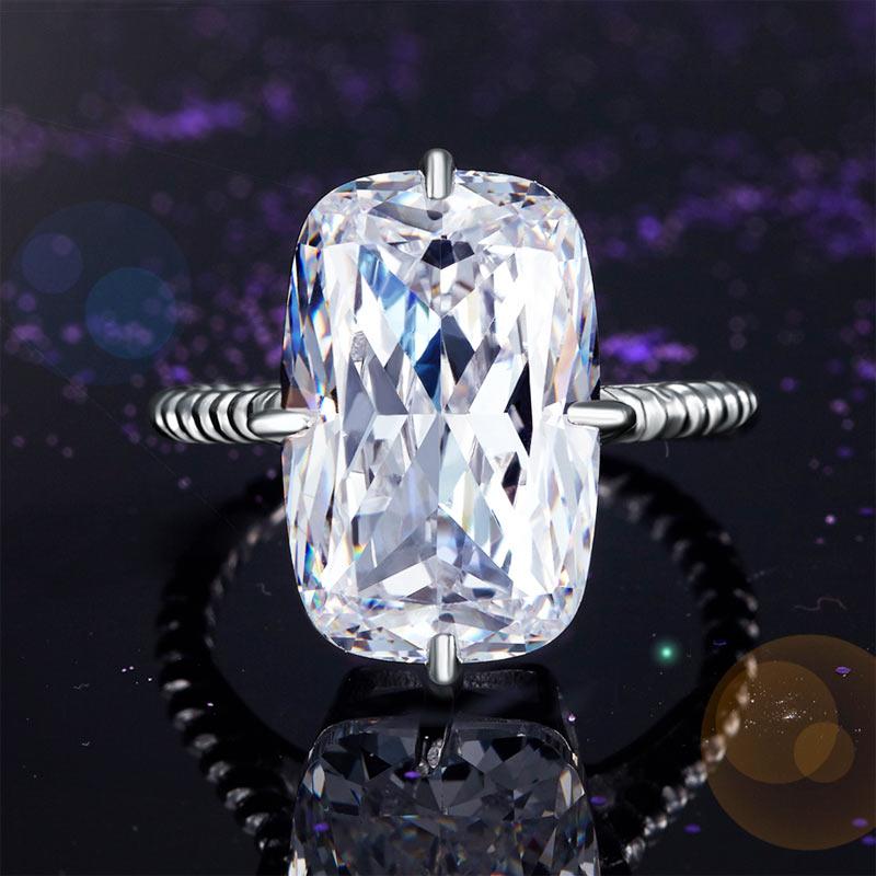 Solid 925 Sterling Silver Luxury Ring Solitaire 8.5 Carat Wedding Engagement Par