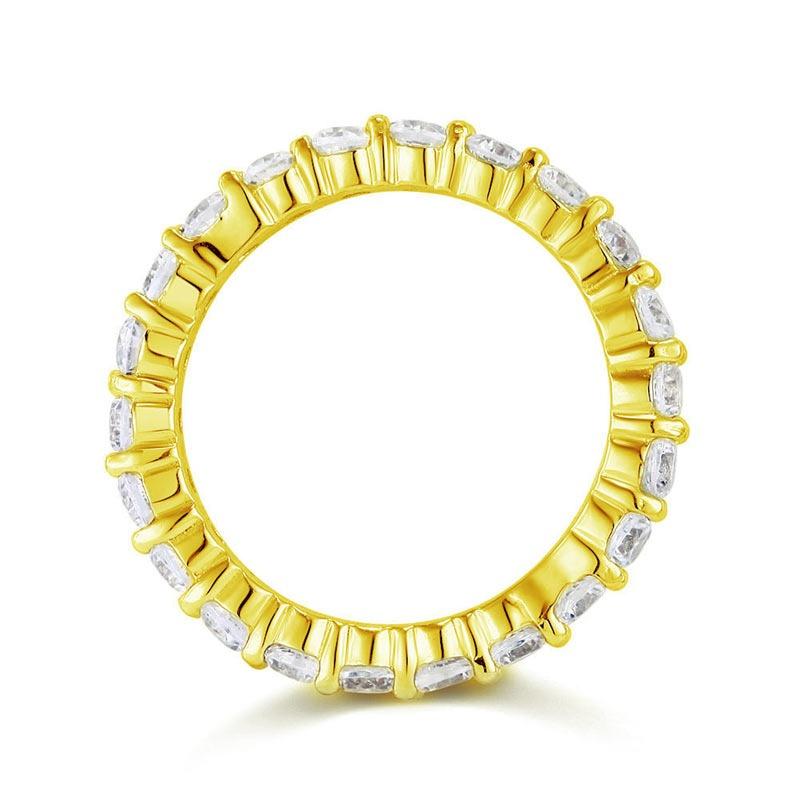 Oval Cut Eternity Solid Sterling 925 Silver Yellow Gold Plated Wedding Ring Band