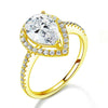 Load image into Gallery viewer, 2 Ct Pear Cut Ring Sterling 925 Silver Yellow Gold Plated Wedding Promise Annive