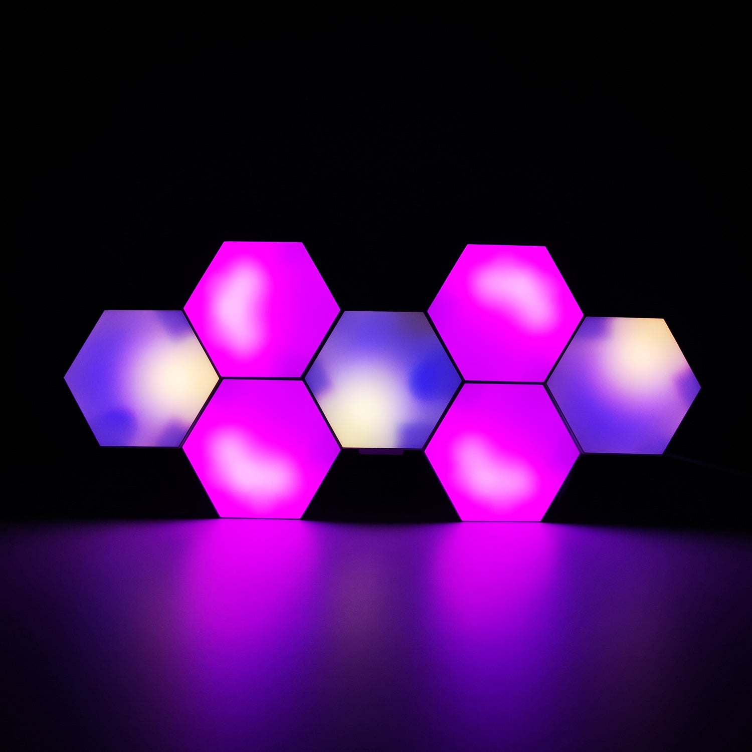 Hexagon Lights Sync with Music,Smart LED Wall Lights with RF Remote  Built-in Mic 16 Million Colors Modular Light Panels DIY Geometry Splicing  Quantums Night Light for Bedroom Bar Cafe Decor,6 Pack 