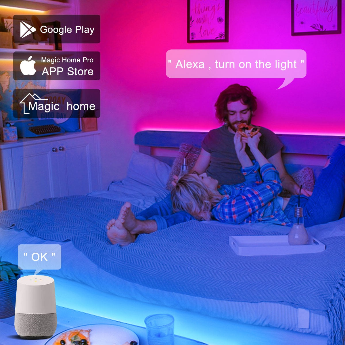 Tuya 32FT Google Home Kit 5050 RGB Alexa Music 10M Wifi Waterproof Smart LED Light Strip