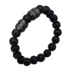 Load image into Gallery viewer, Black Plated and Black Lava Beads Bracelet