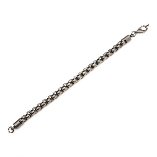 Gun Metal Plated Round Box Chain Bracelet