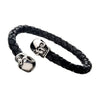 Load image into Gallery viewer, Black Leather with Skulls Bracelet