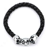 Load image into Gallery viewer, Black Leather with Skulls Bracelet