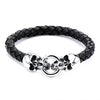 Load image into Gallery viewer, Black Leather with Skulls Bracelet