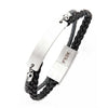 Load image into Gallery viewer, Stainless Steel Modern Engravable ID Bracelet with MultiStrand Braided Leather in Black and Grey